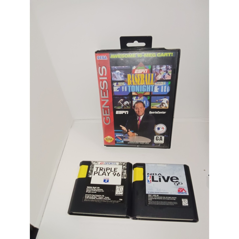 Sega Genesis Sports Game Lot 3 Triple Play, NBA Live And Baseball Tonight